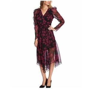 VINCE CAMUTO Printed Asymmetrical Faux-Wrap Dress